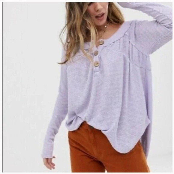 We The Free Tops - Free People Henley Tee Lilac